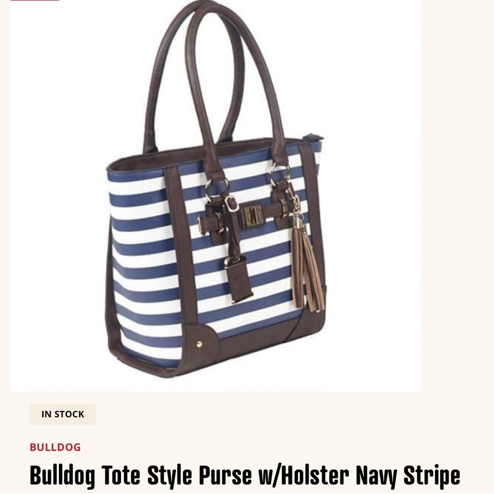 Navy Stripe Tote / Conceal Carry Bag w/ Keys